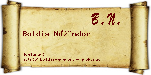 Boldis Nándor névjegykártya